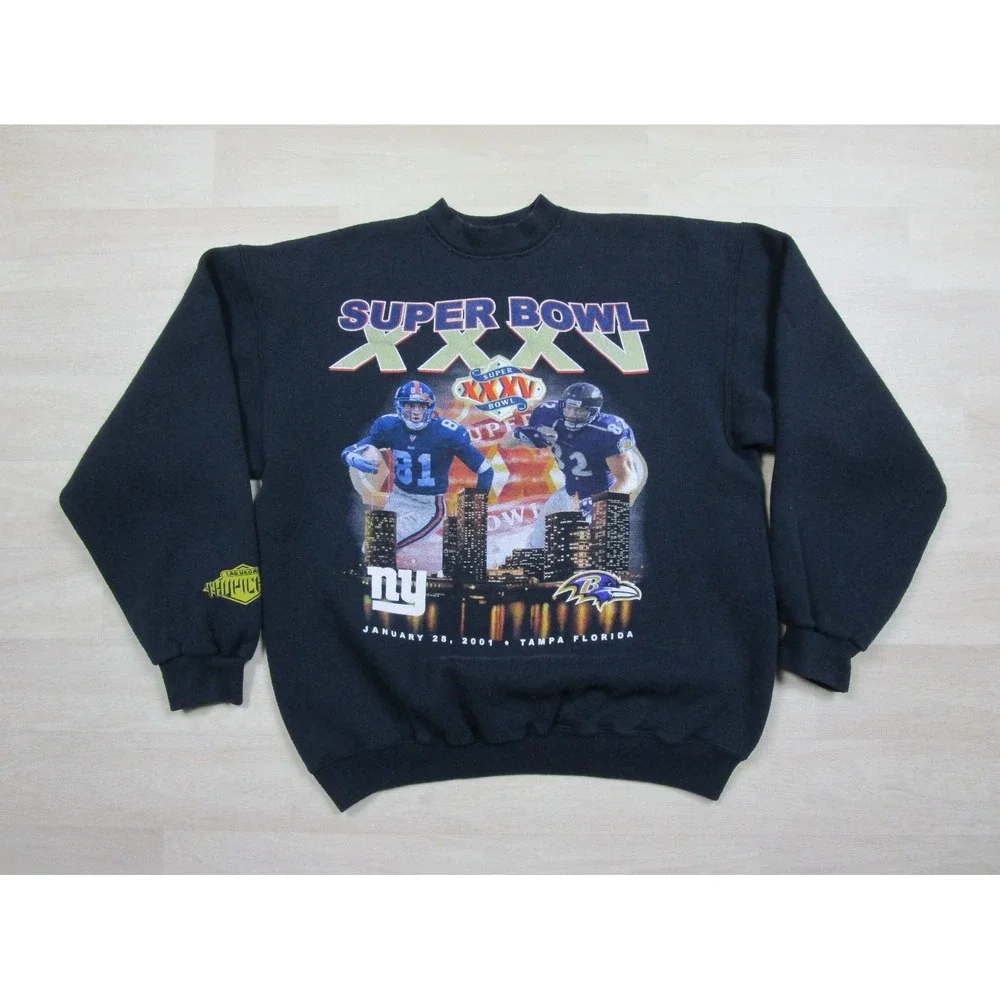 Vintage Super Bowl XXXV Crewneck Sweatshirt Adult (L) 01 Tropicana Ravens Giants